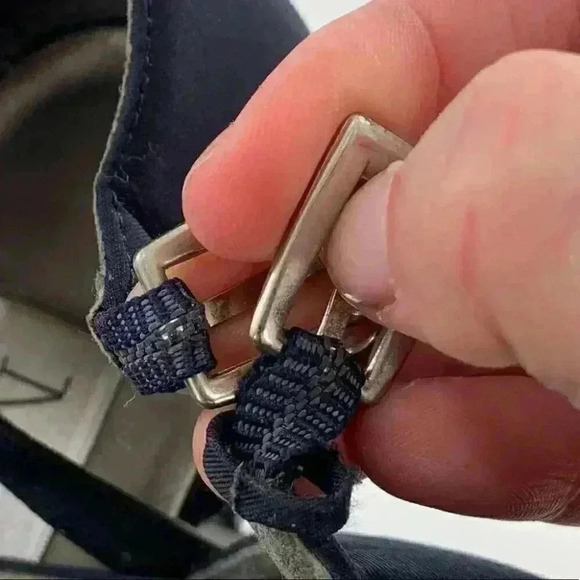 Madeline Stuart Bimini heels size 8.5 navy blue satin square toe 90s Y2k - Picture 11 of 12